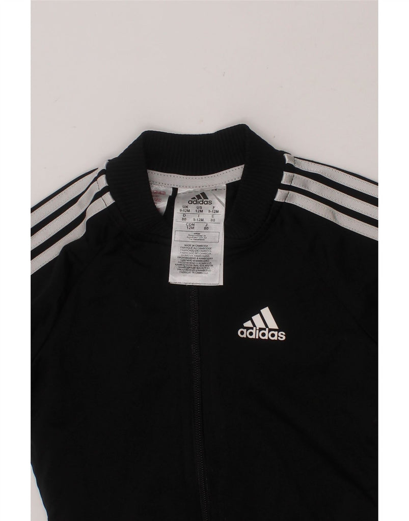 ADIDAS Baby Boys Graphic Tracksuit Top Jacket 9-12 Months Black Polyester Vintage Adidas and Second-Hand Adidas from Messina Hembry 