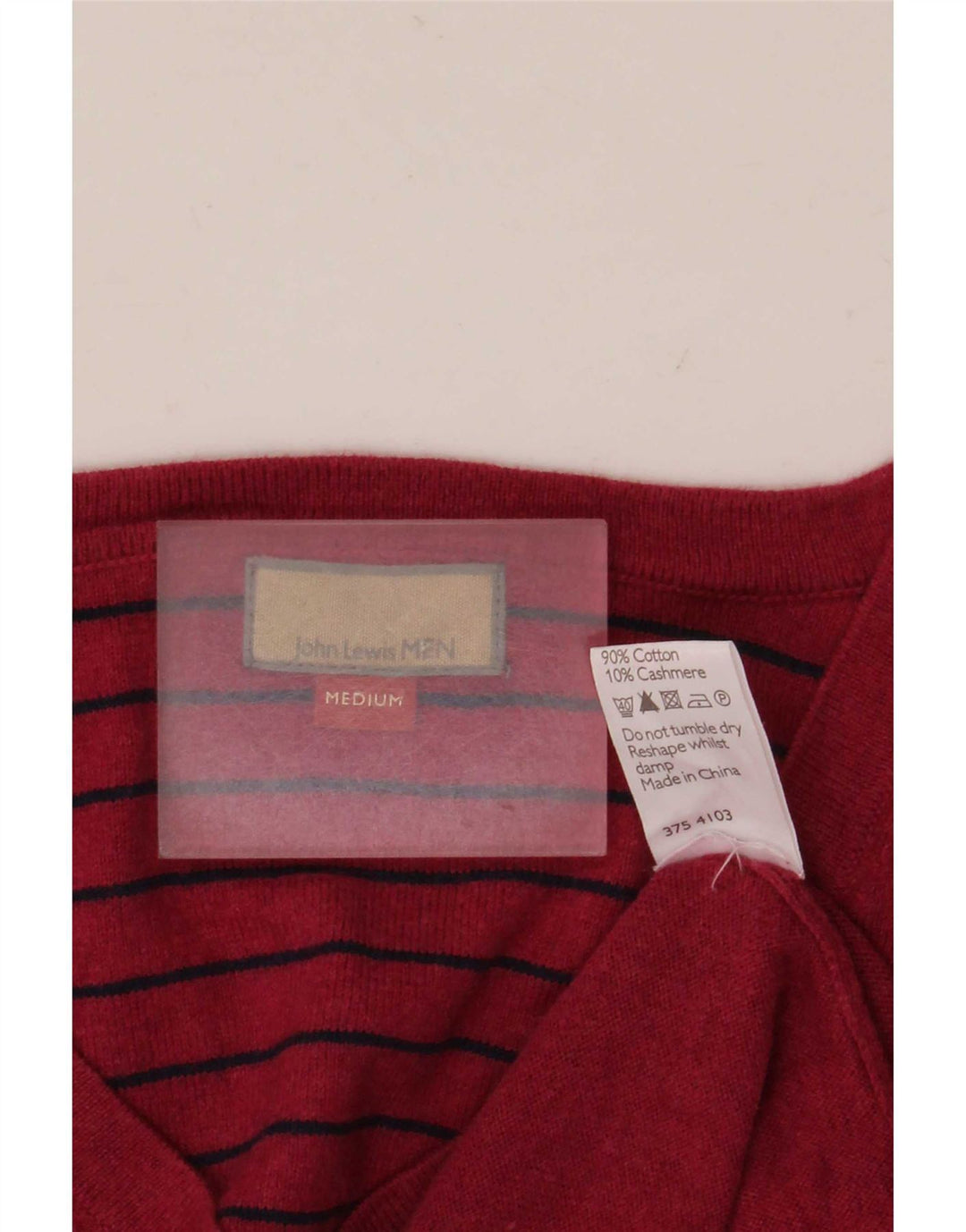 John Lewis Mens V-Neck Jumper Sweater Medium Red Cotton