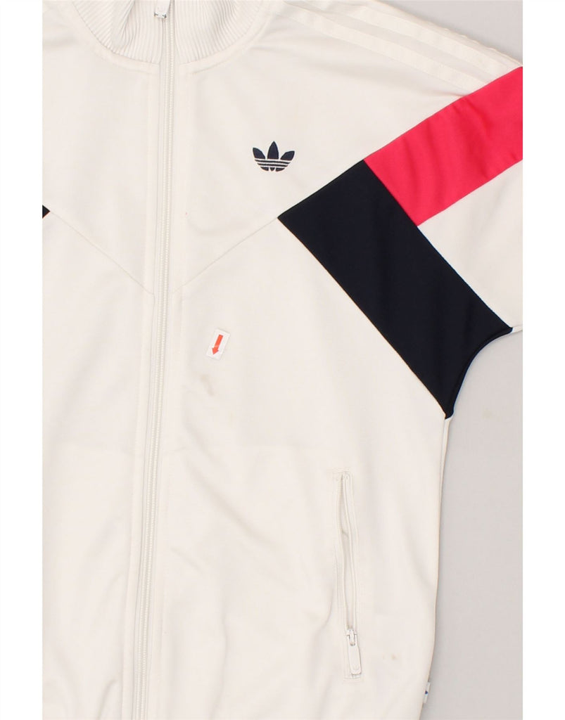 ADIDAS Womens Graphic Tracksuit Top Jacket UK 8 Small White Colourblock | Vintage Adidas | Thrift | Second-Hand Adidas | Used Clothing | Messina Hembry 