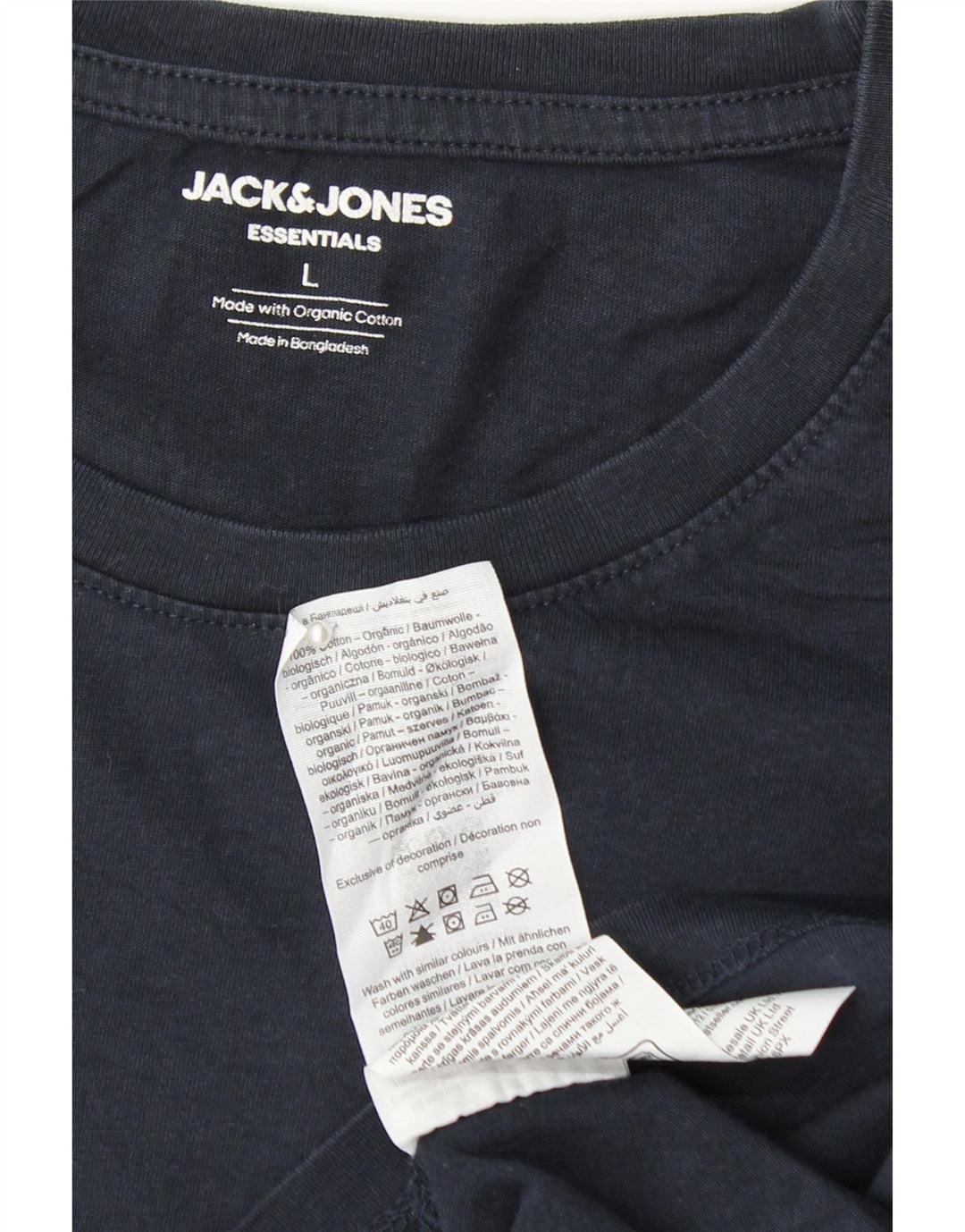 Jack & Jones Mens T-Shirt Top Large Navy Blue Cotton