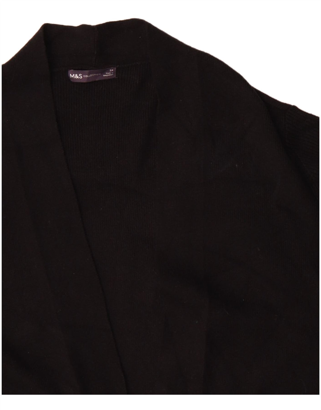 Marks & Spencer Womens Longline Open Cardigan Sweater UK 24 4XL Black