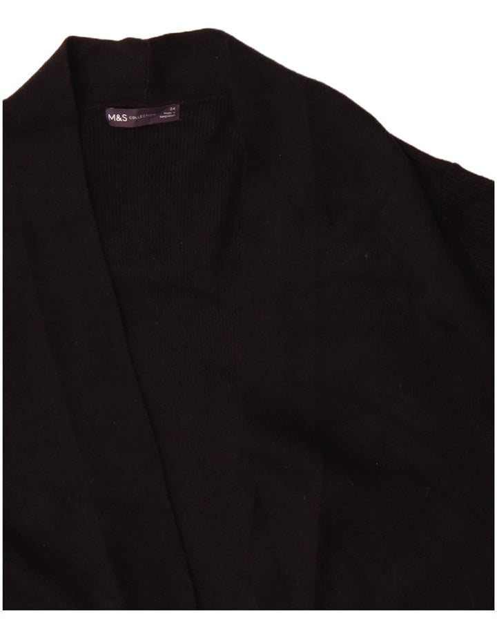 Marks & Spencer Womens Longline Open Cardigan Sweater UK 24 4XL Black