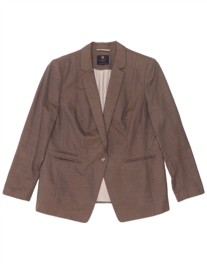 Marks & Spencer Womens 1 Button Blazer Jacket UK 18 XL Grey Viscose