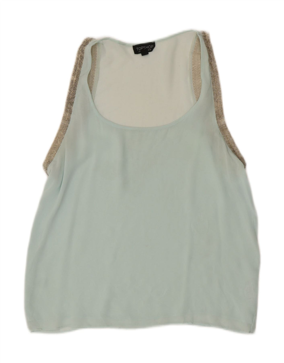 Topshop Womens Sleeveless Blouse Top UK 10 Small Blue Polyester