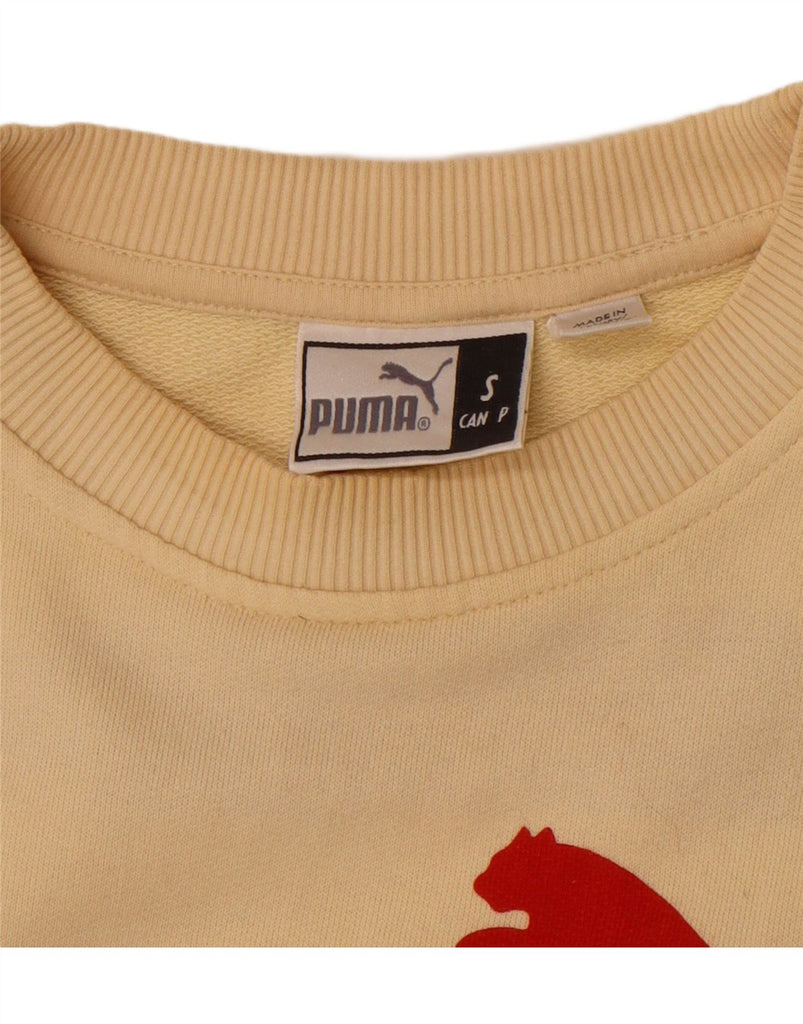 PUMA Mens Loose Fit Graphic Sweatshirt Jumper Small Beige Colourblock Vintage Puma and Second-Hand Puma from Messina Hembry 