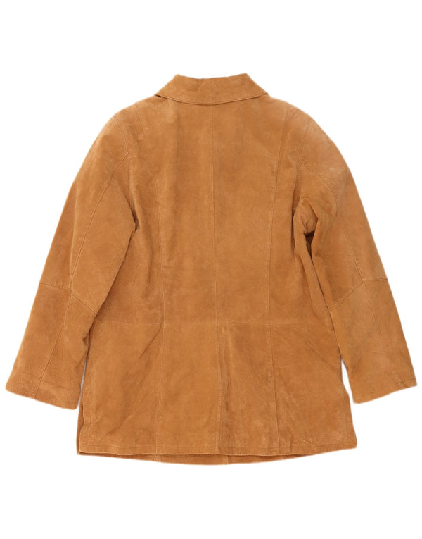 Marcel Clair Womens Suede Jacket UK 14 Large Brown Leather