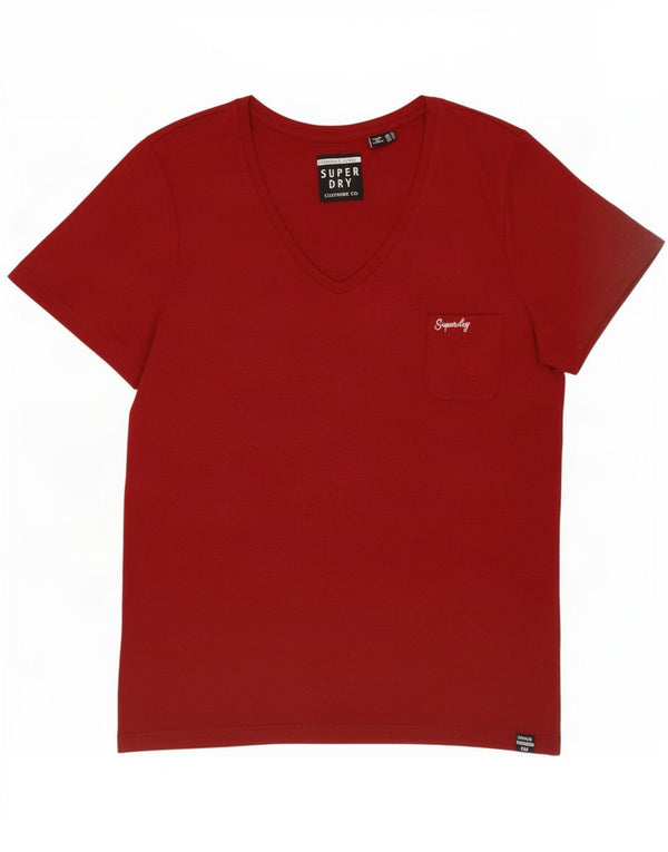 Superdry Womens T-Shirt Top UK 14 Large Burgundy