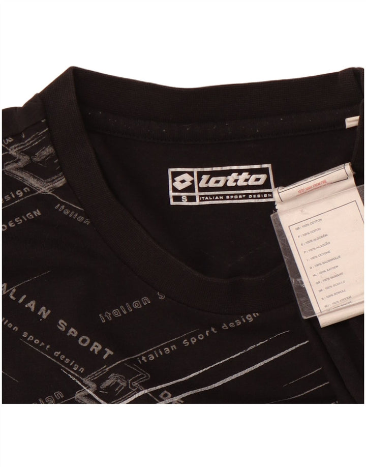 LOTTO Womens Graphic T-Shirt Top UK 10 Small Black Cotton