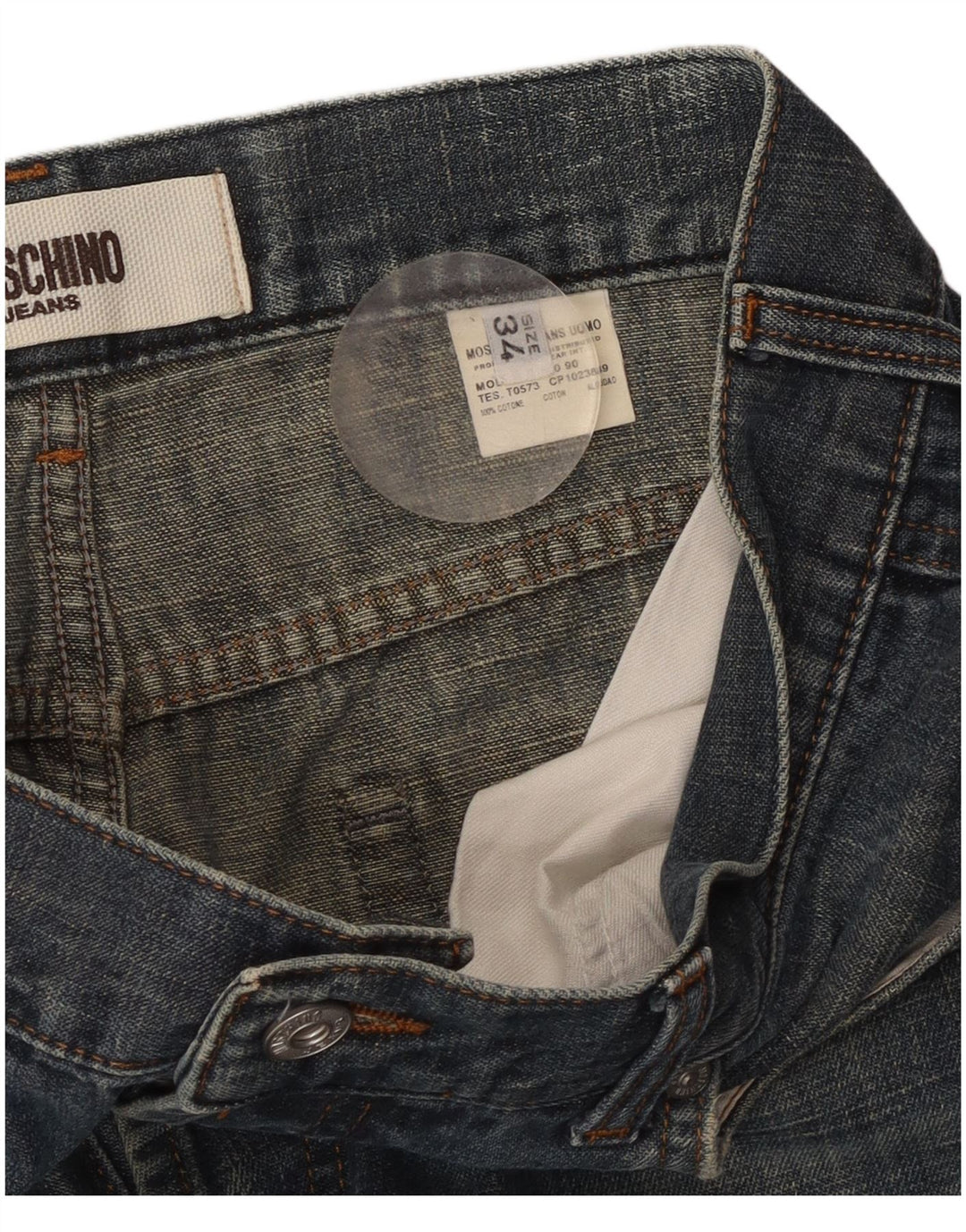 MOSCHINO Mens Straight Jeans W34 L27  Blue Cotton