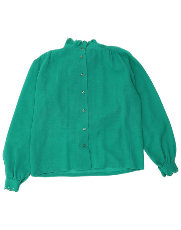 Vintage Womens Shirt Blouse UK 16 Large Turquoise