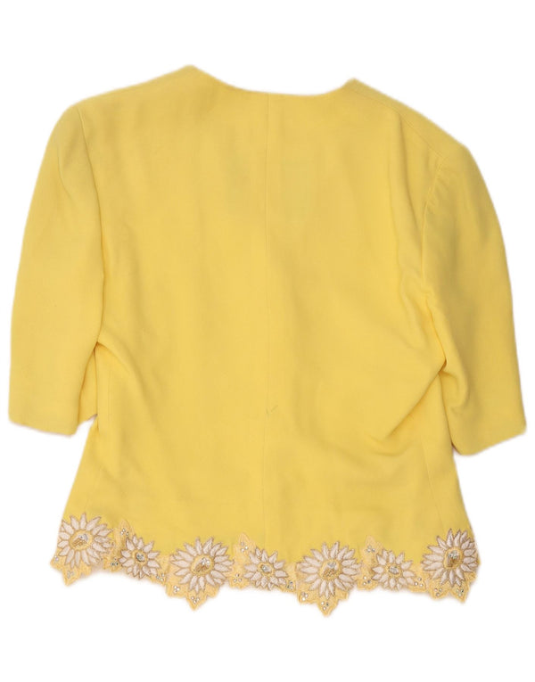 Gai Mattiolo Womens 1/2 Sleeve Cardigan Top IT 46 Large Yellow Designer