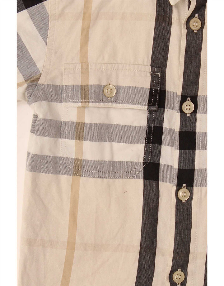 Burberry Boys Short Sleeve Shirt 3-4 Years Beige Plaid