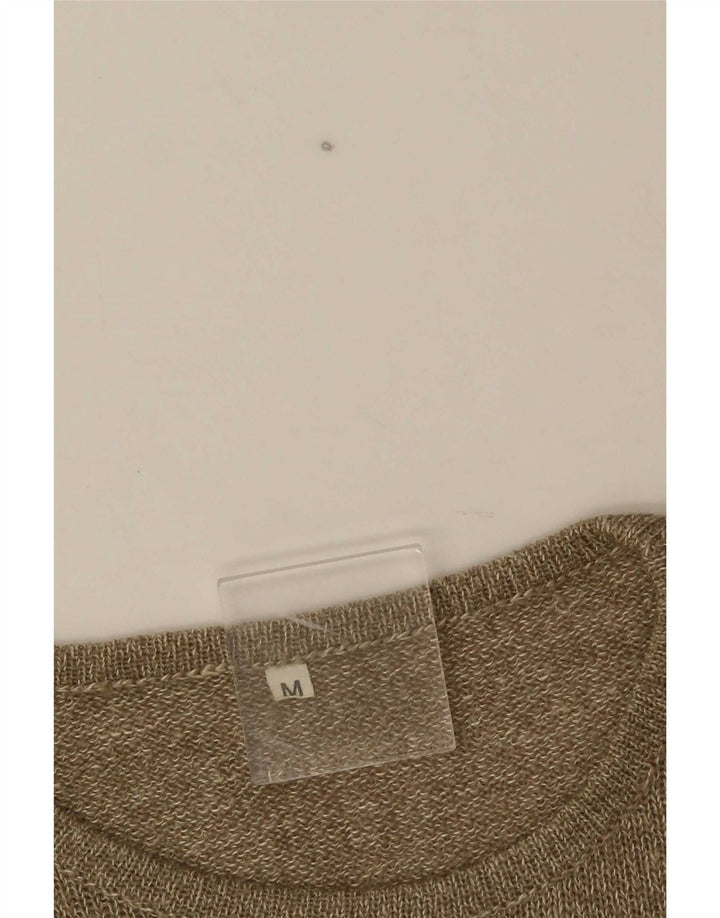 Vintage Womens Graphic Crew Neck Jumper Sweater UK 12 Medium Khaki