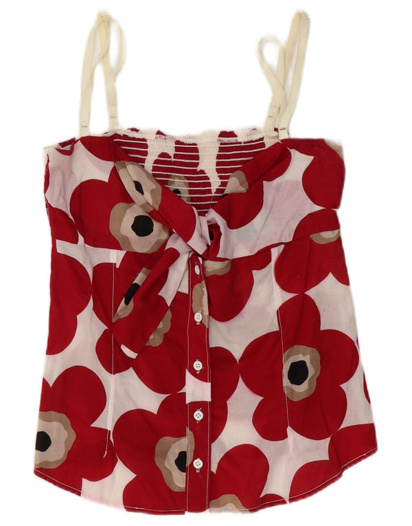 Dolce & Gabbana Womens Crop Cami Top IT 44 Medium Red Floral Cotton