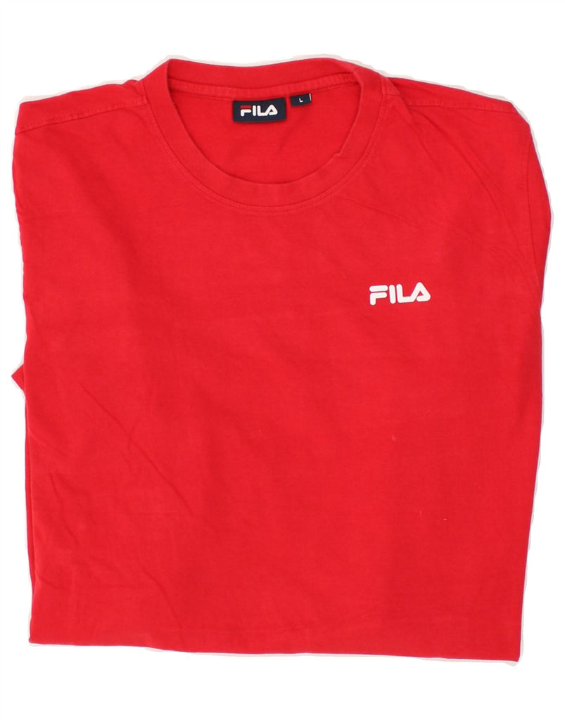 FILA Mens Top Long Sleeve Large Red Colourblock Cotton | Vintage Fila | Thrift | Second-Hand Fila | Used Clothing | Messina Hembry 