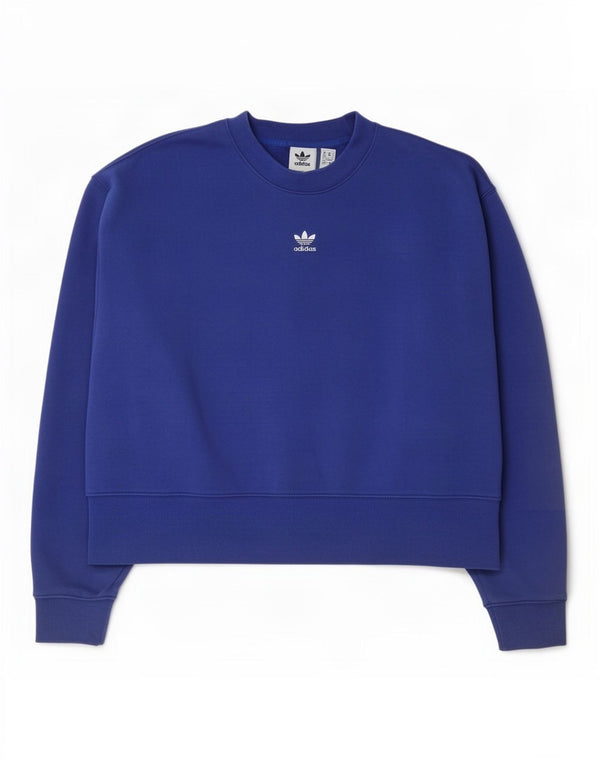 Adidas Womens Relaxed Fit Sweatshirt Jumper UK 12/14 Medium Blue Cotton