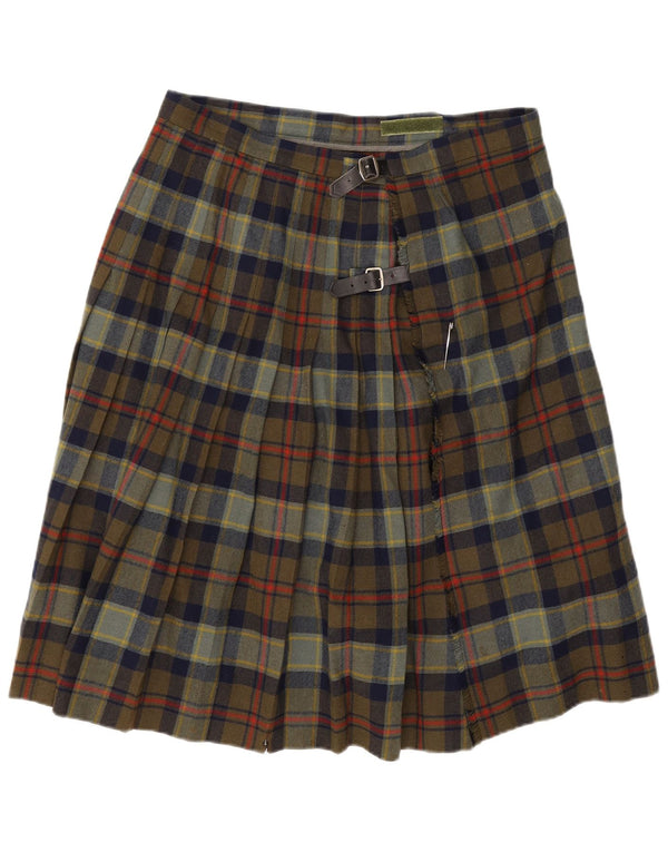 Kinloch Anderson Womens High Waist Wrap Skirt UK 20 2XL W34 Khaki Check