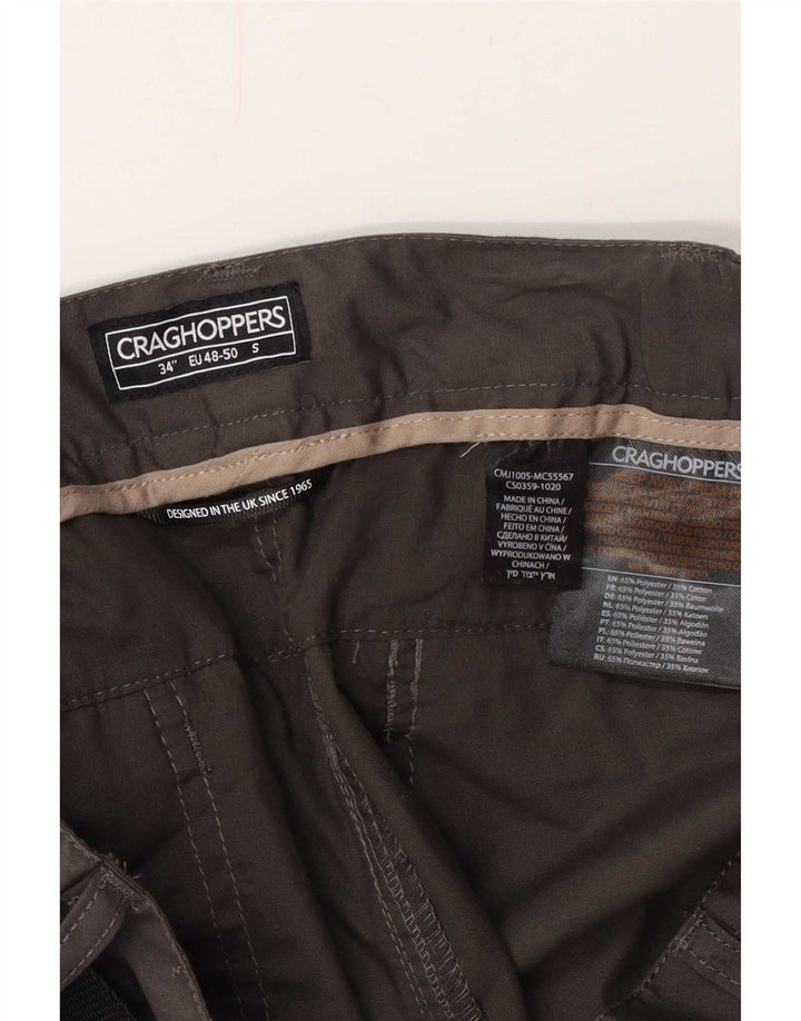 CRAGHOPPERS Mens Straight Cargo Trousers W34 L28 Grey Polyester