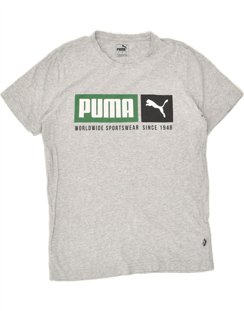 PUMA Mens Graphic T-Shirt Top Small Grey Flecked Cotton | Vintage Puma | Thrift | Second-Hand Puma | Used Clothing | Messina Hembry 