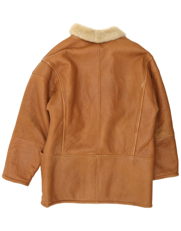 Vinci Mens Shearling Jacket UK 40 Large Brown Leather