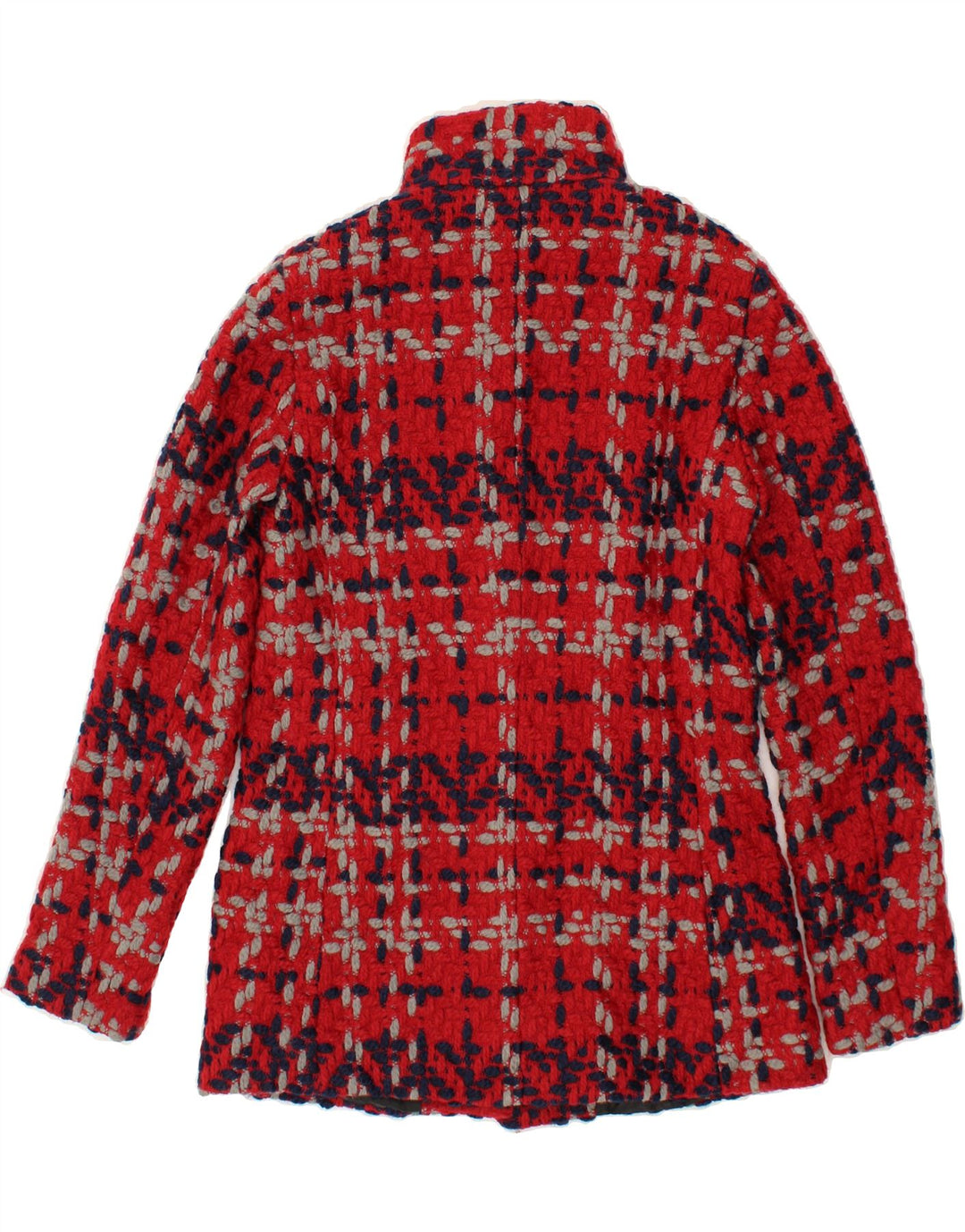 DESIGUAL Womens Overcoat EU 38 Medium Red Check Polyester Vintage Desigual and Second-Hand Desigual from Messina Hembry 