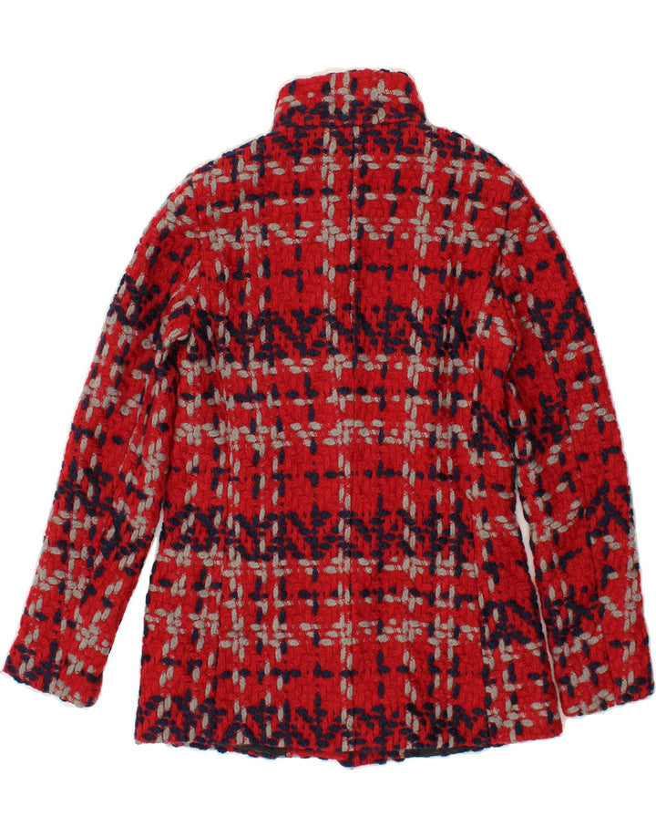DESIGUAL Womens Overcoat EU 38 Medium Red Check Polyester Vintage Desigual and Second-Hand Desigual from Messina Hembry 