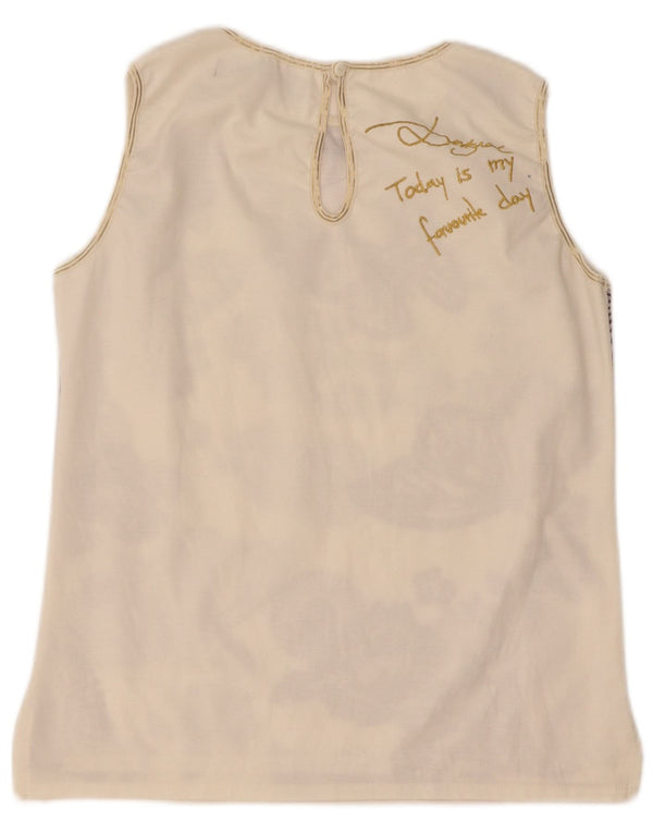 Desigual Womens Graphic Sleeveless Blouse Top UK 12 Medium White Floral