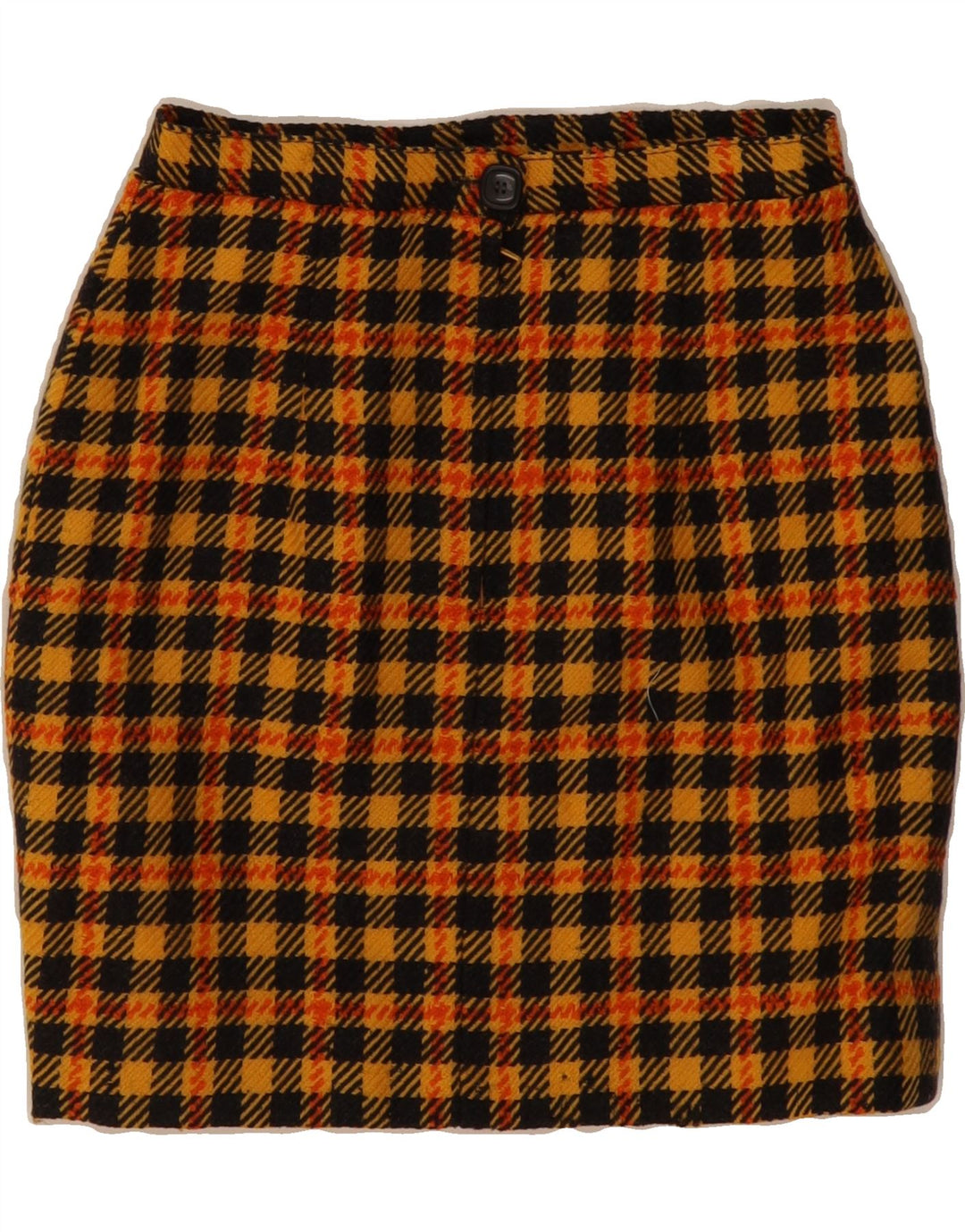 VINTAGE Womens Pencil Skirt W24 XS Yellow Check Wool Vintage Vintage and Second-Hand Vintage from Messina Hembry 
