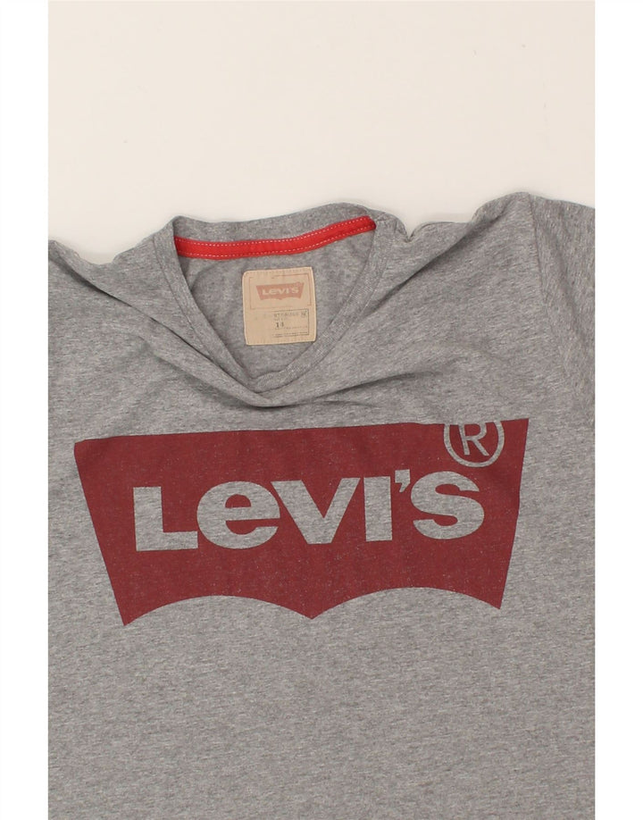 LEVI'S Boys Graphic T-Shirt Top 13-14 Years Grey Flecked Cotton Vintage Levi's and Second-Hand Levi's from Messina Hembry 