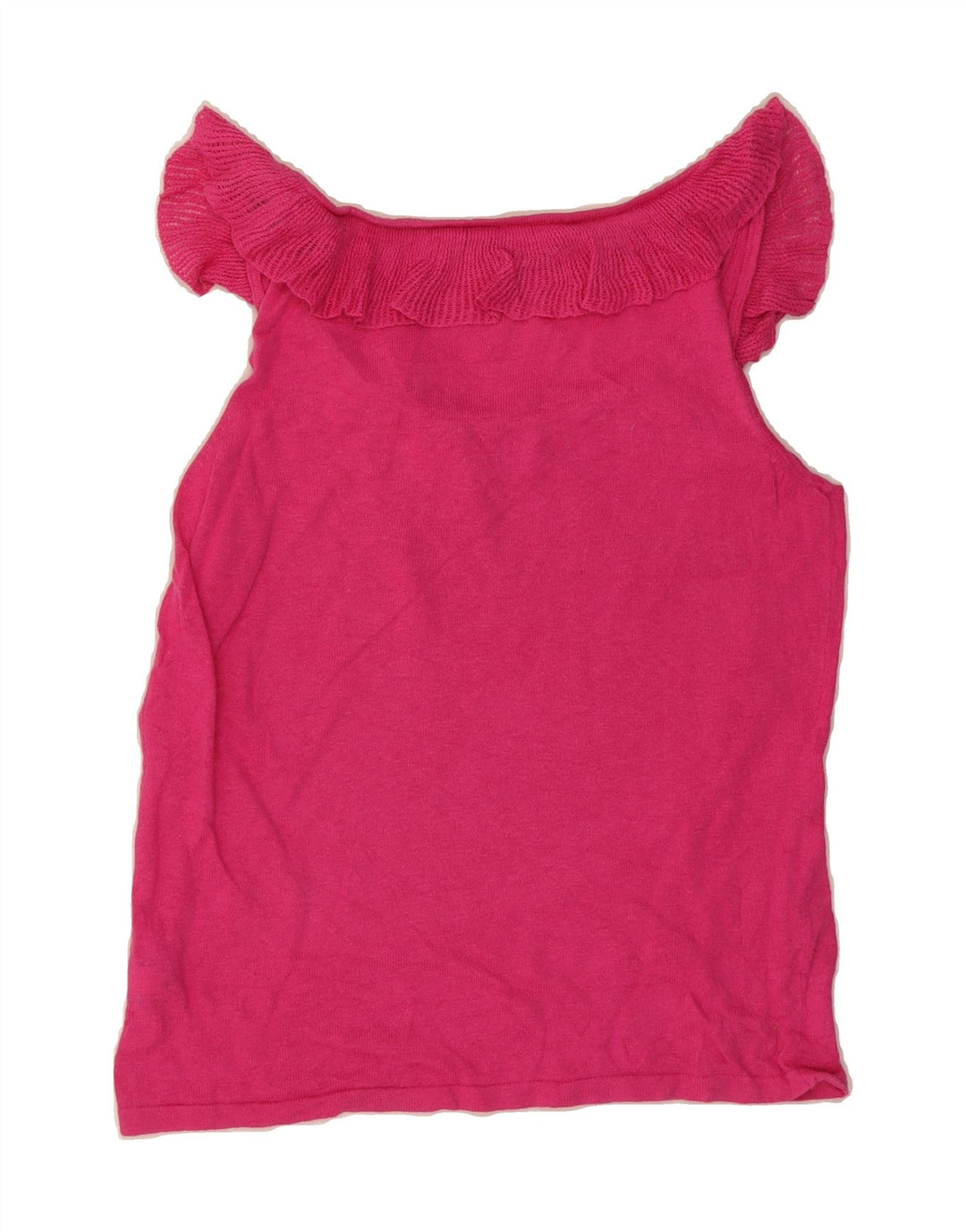 CHAPS Womens Sleeveless Ruffle Front Blouse Top UK 12 Medium Pink Ramie Vintage Chaps and Second-Hand Chaps from Messina Hembry 