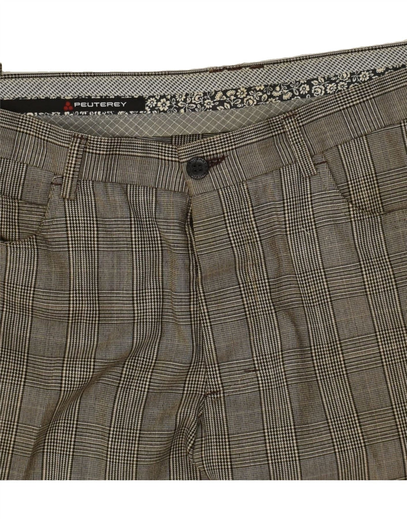 PEUTEREY Mens Slim Casual Trousers W36 L32 Grey Check Polyester | Vintage PEUTEREY | Thrift | Second-Hand PEUTEREY | Used Clothing | Messina Hembry 