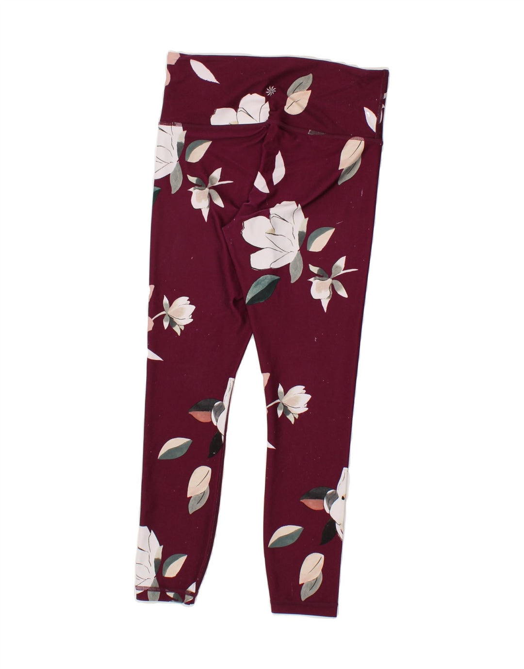 ATHLETA Womens Leggings UK 6 XS Burgundy Floral Polyester Vintage Athleta and Second-Hand Athleta from Messina Hembry 