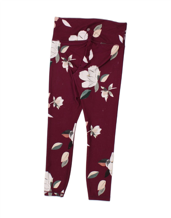 ATHLETA Womens Leggings UK 6 XS Burgundy Floral Polyester Vintage Athleta and Second-Hand Athleta from Messina Hembry 