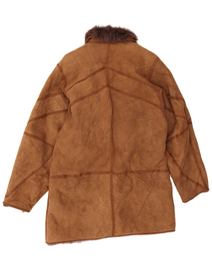 Vintage Womens Oversized Shearling Coat IT 44 Medium Beige