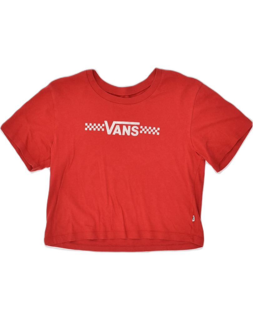 VANS Womens Loose Fit Crop Graphic T-Shirt Top UK 10 Small Red | Vintage Vans | Thrift | Second-Hand Vans | Used Clothing | Messina Hembry 