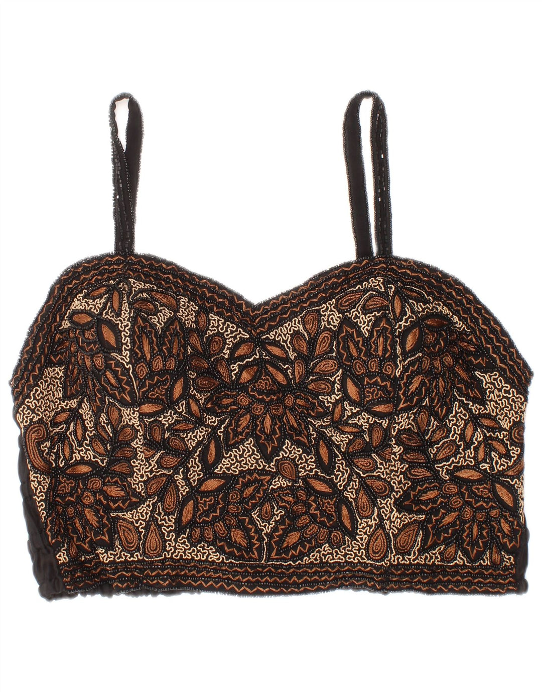 MOTIVI Womens Crop Top Small Brown Floral Bohemian