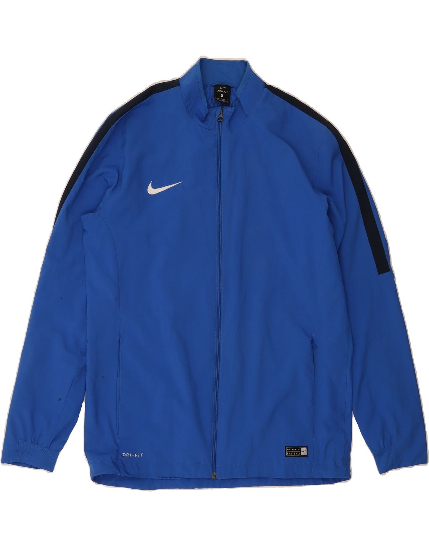 NIKE Mens Dri Fit Tracksuit Top Jacket Large Blue Colourblock Polyester
