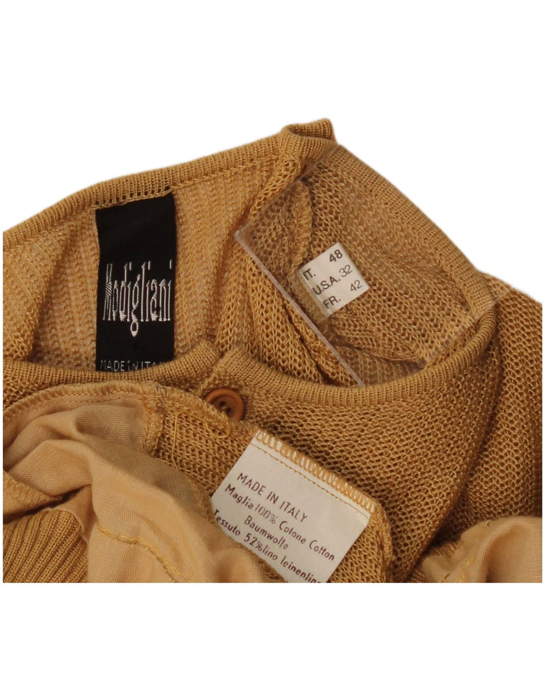 MODIGLIANI Womens Crew Neck Jumper Sweater IT 48 XL Beige Colourblock