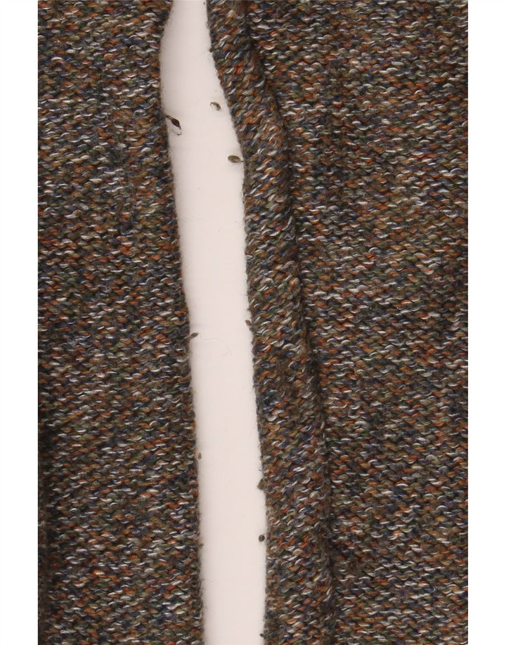 Fat Face Mens Button Neck Jumper Sweater Small Green Flecked Cotton