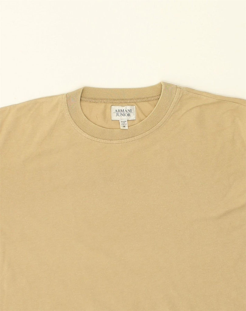 ARMANI JUNIOR Boys T-Shirt Top 13-14 Years Beige Cotton | Vintage Armani Junior | Thrift | Second-Hand Armani Junior | Used Clothing | Messina Hembry 