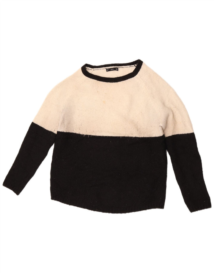 Zara Womens Crew Neck Jumper Sweater UK 10 Small White Colourblock