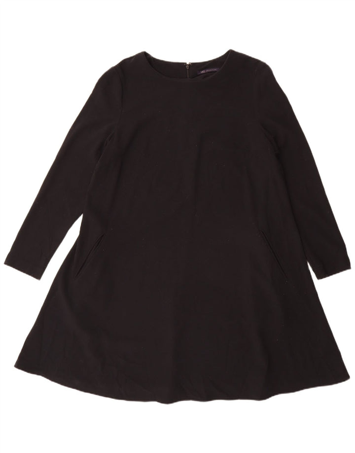 Marks & Spencer Womens Long Sleeve A-Line Dress UK 14 Large Black Polyester