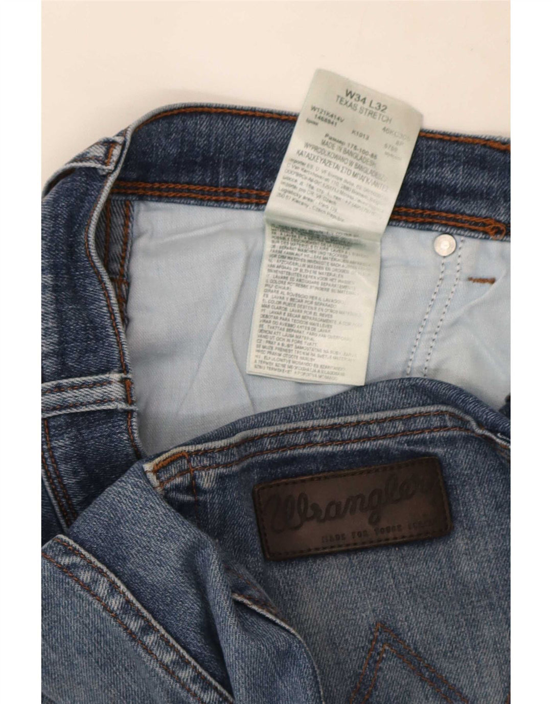 Wrangler Mens Texas Stretch Straight Jeans W34 L32 Blue Cotton