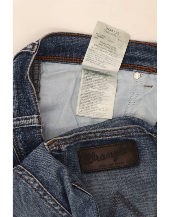 Wrangler Mens Texas Stretch Straight Jeans W34 L32 Blue Cotton