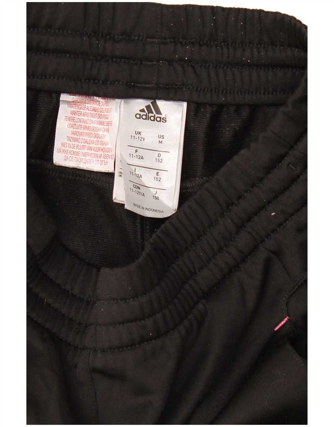ADIDAS Girls Tracksuit Trousers 11-12 Years Black Polyester