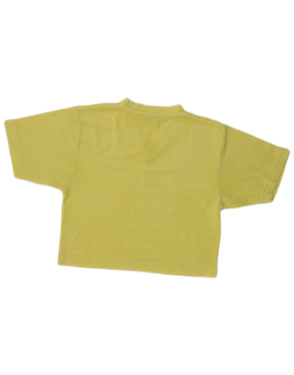 Champion Womens Crop Velour T-Shirt Top UK 14 Large Green Polyester