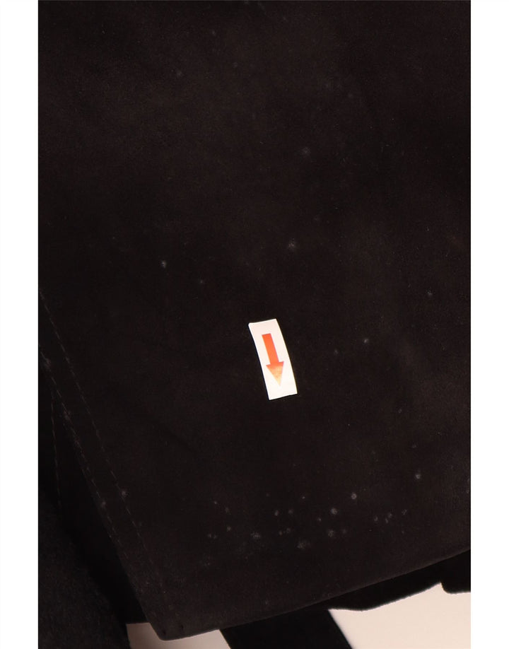 Vintage Womens Shearling Coat UK 10 Small Black Leather