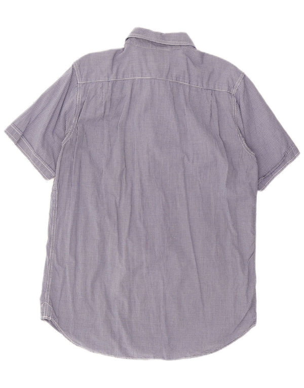 WOOLRICH Mens Short Sleeve Shirt XL Navy Blue Gingham