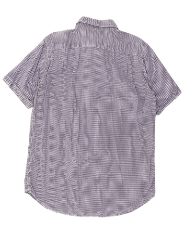 WOOLRICH Mens Short Sleeve Shirt XL Navy Blue Gingham