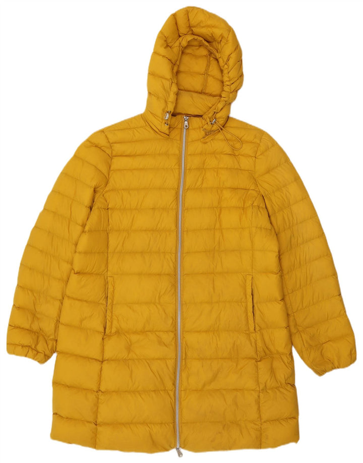 MARKS & SPENCER Womens Hooded Padded Coat UK 18 XL Yellow Polyamide